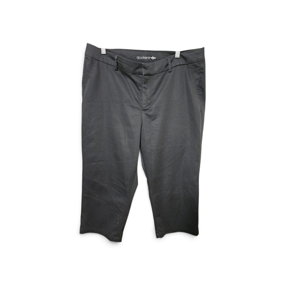 Dockers Womens Black Capri Pants Mid Rise Straight Leg Stretch Trousers 0527